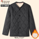 Woodpecker winter men's new alpaca fleece cotton jacket for middle-aged and elderly warm jacket dad's inner small cotton jacket C black XL suitable for 120-140Jin Jin equals 0.5 kg