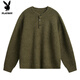 Playboy (PLAYBOY) retro old money Henry collar polo sweater men's autumn and winter thickened warm sweater lazy style pullover sweater jacket Moss green XL