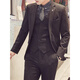 SAINT ANGELO suit men's high-end Korean style slim business work clothes groomsman casual suit groom wedding dress black suit + trousers with tie 2XL 54145Jin Jin equals 0.5 kg wear