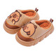 Kapibara winter children's cotton slippers for boys and girls, warm plus velvet PU leather waterproof thick-soled parent-child baby cotton shoes, dark coffee slippers size 28 29 (shoe length 17CM suitable for feet 16CM)