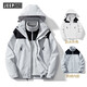 JEEP SPIRIT two-piece set three-in-one jacket for men in autumn and winter windproof and waterproof with removable inner ivory white XL (recommended 150-165Jin Jin equals 0.5kg)