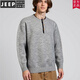 JEEP SPIRIT classic retro Henry collar American high-end knitted sweater for men 2025 new autumn and winter casual warm sweater dark gray M