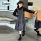 Dudant international brand girls' dress spring and autumn 2025 new children's long-sleeved princess dress autumn big children's girl suspenders alpaca shark pants + black inner + gray skirt 120 cm recommended height around 115