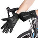 DEROACE Cycling Gloves, Bicycles, Motorcycles, Windproof and Warm, Autumn and Winter Mountain Road Bike Touch Screen Full Finger Gloves, Black L
