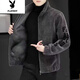 Playboy 2022 Autumn and Winter New Men's Jacket Thickened Warm Shearling Jacket Wool Men's Gray XL _Recommended 130-150Jin Jin equals 0.5kg