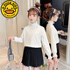 G.duck girls lace bottoming shirt autumn 2023 new autumn and winter plus velvet fashionable half turtleneck top for middle-aged and older children trendy beige color thin section 140 cm (recommended 42-55Jin Jin equals 0.5 kg) 8-9 years old