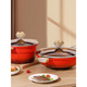 Fat Donglai's same style housewarming gift red micro-pressure wok non-stick pot household medical stone flat-bottomed wok non-stick kitchen utensils 32 gradient color octagonal pot + silicone spatula
