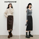 Red sleeves (hopeshow) super good-looking versatile skirt 2025 winter new women's lace-up elastic waist slimming straight temperament mid-length skirt black gray 090 M