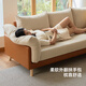 Lin's Home Sofa Living Room 2025 New Simple Log Style Solid Wood Leg Fabric Small Apartment Straight Row Sofa Home S023