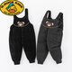 G.DUCKKIDS children's down overalls thickened new winter warm jumpsuits for boys and girls, toddlers and babies outer wear down pants black 100 cm