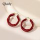 Qlady red retro irregular earrings earrings women's plain hoop earrings 2025 new light luxury high-end earrings and earrings