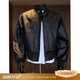 Jufeng American deconstructed short leather jacket men's high-end handsome motorcycle baseball uniform trendy brand workwear bomber jacket black quality upgrade 3XL 170-190Jin Jin equals 0.5 kg can be worn