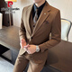 Pierre Cardin suit men's three-piece commuting simple large size drape coat British style business formal groom's dress trend medium gray single piece suit free tie XL