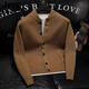 JEEP SPIRIT2025 Autumn and Winter New Solid Color Stand Collar Knitted Cardigan Jacket Men's Versatile Sweater Henry Collar Sweater Caramel Color M 100-115Jin Jin is equal to 0.5 kg