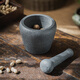 Shijin stone mortar large natural black gold stone mortar garlic masher manual bowl grinding garlic press household garlic mortar old trumpet
