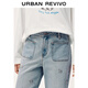 UR2025 new winter women's casual bow double pocket wide leg denim trousers UYL850207 blue 27
