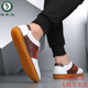 Woodpecker [Top -Layer Cowide] Lederschuhe für Frühlings- und Herbst -Herrengeschäft Casual Lederschuhe echte Lederkuh Sehne Sohle koreanische Version Beige Herrenschuhe weiß 9908 Weiß 41 First Layer Cowhide
