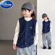 Disney children's vest autumn and winter style boys vest outer wear new boys winter polar fleece vest jacket thickened vest matte pine green 130 cm