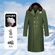 Green cotton coat for early morning travelers, outdoor cold-proof clothing, extended security coat, winter work clothes, inspected cotton