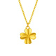 Chow Tai Fook Pure Gold 999 Lucky Four-Leaf Clover Pendant Pure Gold Women's Collarbone Necklace Valentine's Day Birthday Gift Glossy Four-Leaf Clover with 18k Titanium Chain