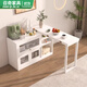 Diyijia dining side cabinet wine cabinet cream style multifunctional dining table rotating bar integrated small apartment folding telescopic dining table B01 embossed white dining table cabinet integrated (folding bar)