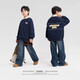 Zuoxi children's clothing boys' fleece sweatshirt POLO shirt 2025 new style children's boys warm top trendy navy blue 130
