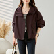 LISM shopping mall same style high-end jacket 2025 autumn fashion casual jacket women's loose versatile hooded baseball purple L recommended 110-120 Jin Jin equals 0.5 kg