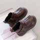 Children's Western Style Boots Children's British Style Martin Boots Autumn and Winter New Little Girls Soft Soled Velvet Short Boots Dark Brown Velvet 26 Inner Length 16.3cm