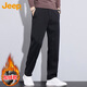 JEEP Jeep Casual Pants Men's Autumn and Winter Business Straight Pants Men's Trendy Loose Pants Black Velvet 2XL