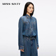 Fräulein sechzig2025 Herbst New Laiseur Denim -Jumpsuits für Frauen mit Gürtel Retro -Arbeitsanzügen Retro Blue M.