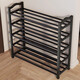 Simple shoe rack multi-layer home entrance rental room sturdy dormitory dust-proof multi-functional storage shoe cabinet three layers 45 black thickened and reinforced