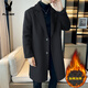 Playboy (PLAYBOY) autumn and winter woolen coat men's mid-length trendy thickened windbreaker men's loose youth khaki woolen coat cotton black thickened XL