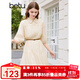Betu women's spring new dress retro loose French waist slim dress 2402T84 apricot L