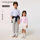 Teenie Weenie Kids 25 spring and summer long-sleeved striped shirt for boys and girls, pink 90cm
