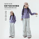 Ikano I.KARNOW Girls Sports Set Children's 2025 New Autumn Clothes Fashionable Autumn Hoodie Sweatshirt Fashionable Two-Piece Set Girls 15267 Gray + 10153 Purple 150