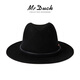 Mr DUCK Australian Superfine 100% Wool Felt Hat Winter Hat Men's Warm British Gentleman Top Hat Large Brim Counter Quality MW186232 - Large Brim Royal Black (100% Superfine Wool) L (Suitable for 59-60cm head circumference)