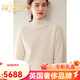 SENLIYA international light luxury high-end cashmere sweater women's half turtleneck pullover sweater loose thickened inner stitching milk white S