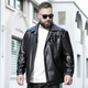 Jiujiu Wang Jiu Mu Wang Large Size Men's Artificial Leather Jacket Business Casual Fat Fat Motorcycle Style Lapel Jacket Thick Black 3XL