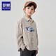 Romon Boys Long Sleeve Striped Casual Shirt Children's Versatile Top College Style Boys 2026 Spring and Autumn Jacket Beige 160