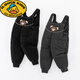 G.DUCKKIDS children's down overalls thickened new winter warm jumpsuits for boys and girls, toddlers and babies outer wear down pants black 100 cm