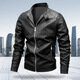 Customized Jen-Hsun Huang's same style leather jacket, motorcycle jacket, stand collar, spring and autumn collarless pocket British style jacket, black single lining XL