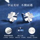 Lao Fengxiang pure silver small lucky earrings for women sterling silver light luxury niche high-end four-leaf clover earrings birthday gift for girlfriend classic brand gift box small lucky earrings