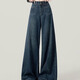 Jeans Lugeli para mujeres jeans versátiles versátiles versátiles versátiles de patas anchas con pata ancha al suelo con pantalones rectos sueltos y delgados para mujeres azul M [recomendado 95-110Jin [Jin iguala 0.5 kg]]]