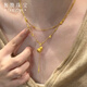 Shezan 999 Pure Gold Fulu Shenghua Gold Necklace for Women Gold Gourd Water Drop Tassel Pendant Double Layer Bead Set Chain Necklace Pure Gold The gold weight is about 12.5g. If the weight is more, the less will be added.