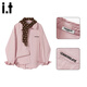 CHOCOOLATE it women's pure cotton trendy brand pink lapel long-sleeved shirt women's autumn and winter loose shirt women's top 2025 new pink (with scarf) S