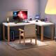 Huixun solid wood L-shaped desk corner computer desktop table corner table corner bedroom e-sports table home desk walnut #corner desk 140cm*50cm*75cm auxiliary seat length 100cm