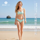 AQUAPLAY Green Bikini Set Women's Hot Spring Broadband Swimsuit Seaside Vacation Two-piece Set with Breast Pad Mint Mambo Bikini Set M (95-110Jin Jin equals 0.5kg)