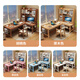 Huixun solid wood corner desk bookshelf integrated student home bookcase combination study table bedroom L-shaped corner computer table walnut color #desk + bookshelf 140cm*60cm*175cm auxiliary seat length 120cm