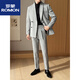 ROMON Chinese style retro buckle dinner suit men's new Chinese tunic green fruit collar suit two-piece groom's dress gray suit + trousers M Recommended - 120 Jin Jin equals 0.5 kg