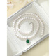 Century-old Phoenix Mother's Day Gift Freshwater Pearl Necklace for Women Sterling Silver Chalcedony Pendant Neck Accessories Free Pearl Necklace Green Diamond Style + Exquisite Double Open Gift Box